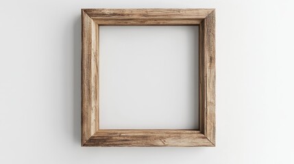 Poster - Square old wooden frame mockup on a clean white backdrop 3D rendering