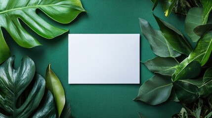 Poster - Blank white postcard set against a vibrant green backdrop