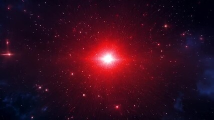 Poster - Vivid Red Star Shining Brightly in the Cosmic Expanse of Space Generative AI