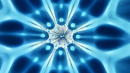 Poster - A blue, abstract pattern with a star-like shape formed from light and shadow