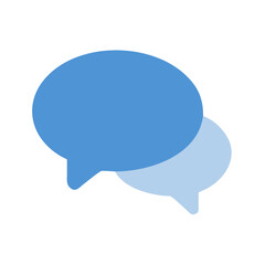 Poster - A vector icon showcasing two overlapping speech bubbles in different shades of blue, representing communication, dialogue, and discussion in various contexts