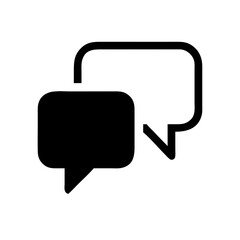 Poster - Simple vector icon illustrating two overlapping speech bubbles in black, ideal for representing communication, conversation, or dialogue in various digital applications