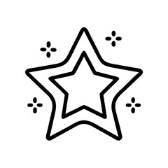 Poster - A minimalist vector icon featuring a prominently outlined star surrounded by smaller decorative sparkles, perfect for highlighting creativity and achievements in various design projects