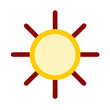 © Olga - Bright vector sun icon with rays illustrating a cheerful daytime atmosphere suitable for various graphic design projects and applications