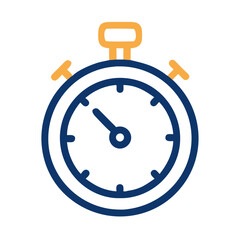 Poster - Simple stopwatch vector icon depicting a circular timer face with hour and minute hands, showcasing elapsed time tracking ideal for productivity, sports, or exercise contexts