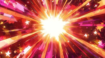 Wall Mural - abstract bright light burst explosion with stars and beams background
