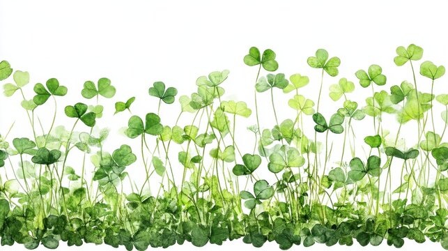 Green shamrocks on a white background plant green.