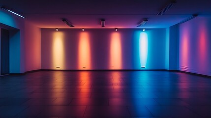 Wall Mural - colorful light beams in a dark room create a dramatic and modern background
