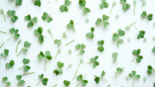 Green shamrocks on a white background plant green.