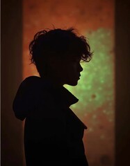 Silhouette of Attractive Uruguayan-Zambian Boy in Soft Lighting