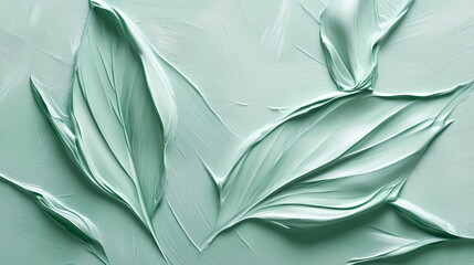 Wall Mural - Abstract soft green leave background celadon pastel oil paint texture wallpaper. Celadon. Illustration