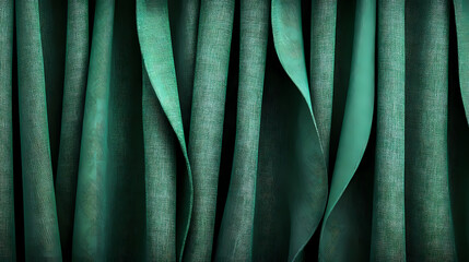 Wall Mural - Green fabric texture as a background a row of green fabric pieces arranged in a row from left to right, with a isolated background. Celadon. Illustration