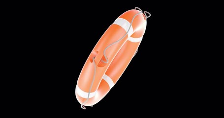 Poster - lifebuoy or lifebelt animation, seamlessly loopable. 3d rendering isolated on transparent background