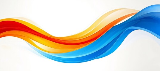 Abstract background with smooth, dynamic, colorful waves flowing gracefully on a white backdrop.