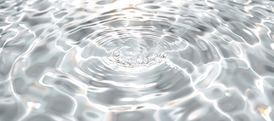Poster - Abstract Water Ripples with Transparent Liquid, Top View, Natural Reflection, 3D Rendering, White Water Texture Banner, Spa Concept