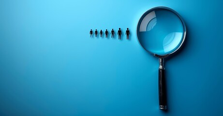 Aufkleber - Magnifying Glass on Human Icon for HR and Recruitment Concept