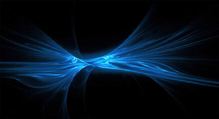 Poster - abstract blue on black background texture. dynamic curves ands blurs pattern. detailed fractal graph