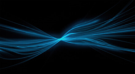 Fototapete - Abstract blue on black background texture. Dynamic curves ands blurs pattern. Detailed fractal graphics. Science and technology concept.