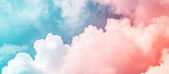 Poster - Bright Sky And Cloud Colorful Pink And Blue Pastel Tone Color