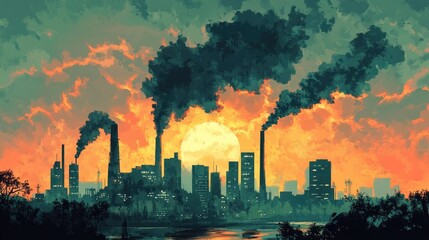 Aufkleber - Illustration of the impact of environmental deterioration