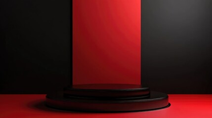 Poster - Red Marketing Discount 20 on Black Podium 3D Render
