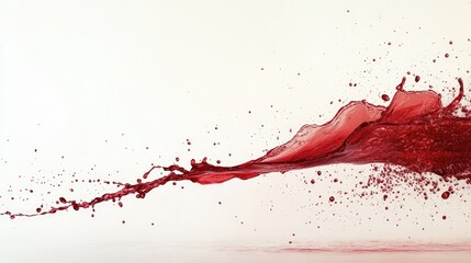 Poster - Dynamic Red Wine Splash with Droplets Captured Against a Clean White Background