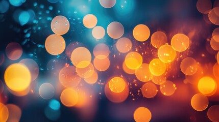 Poster - Vibrant bokeh lights creating a sparkling dynamic atmosphere in a wide angle perspective
