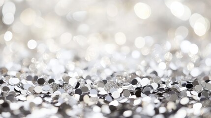 Poster - Elegant shimmering confetti or light background in platinum silver and white perfect for festive invitations like birthdays weddings and holiday celebrations