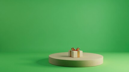 Aufkleber - Winners pedestal with a gift on a green screen isolated 3D illustration of an object