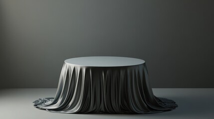 Aufkleber - Circular 3D table with a silk drape and vacant podium