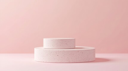 Poster - 3D illustration of a geometric pastel cylinder podium for showcasing cosmetic products Mockup design featuring empty space Abstract composition in a modern pastel background