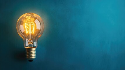 Aufkleber - Illuminated Light Bulb Against a Blue Backdrop