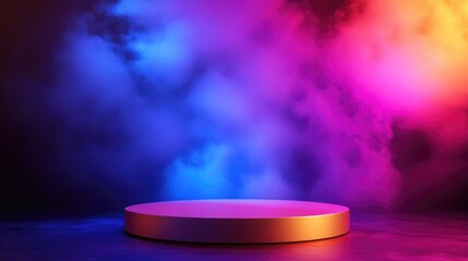 Fototapete - 3D podium for product presentation mock up with a vibrant background 3D rendering