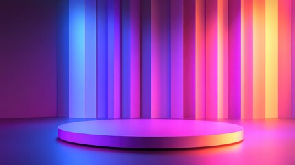 Poster - 3D rendering of a vibrant studio podium backdrop ideal for product promotion and presentation showcase