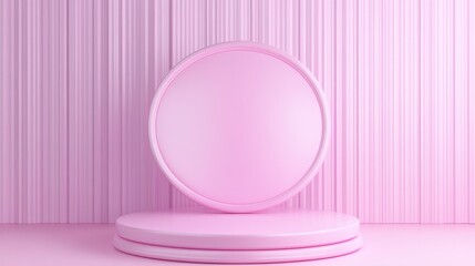 Poster - Pink circular presentation shape on a podium stand 3D illustration