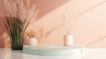 Poster - 3D rendered adorable podium design in soft pastel hues for showcasing products