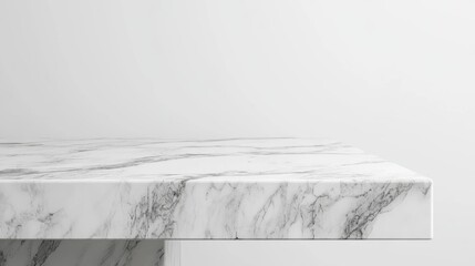 Poster - Departmental perspective of a marble table on a white background High key style 3D rendering