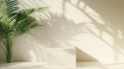 Aufkleber - 3D rendering of a white square podium with a plain background for product promotion minimalist design