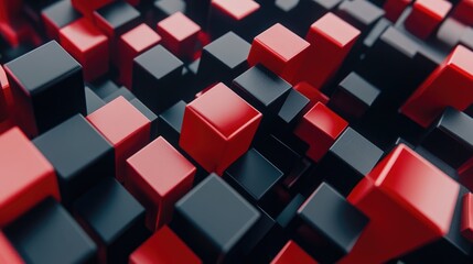 Aufkleber - Abstract background featuring 3D rendered red and black cubes