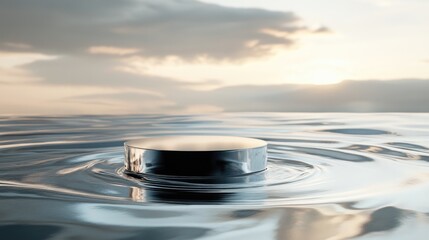 Aufkleber - Water pedestal for showcasing products featuring a reflective liquid surface 3D rendering
