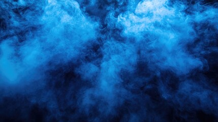 Poster - Vibrant blue fog or smoke on a dark backdrop perfect for enhancing your photographs