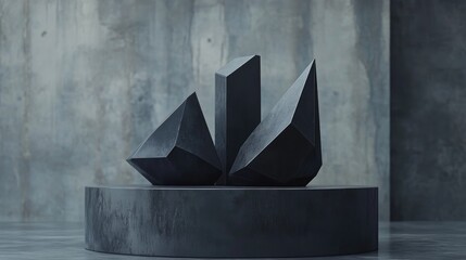 Poster - 3D black geometric podium display
