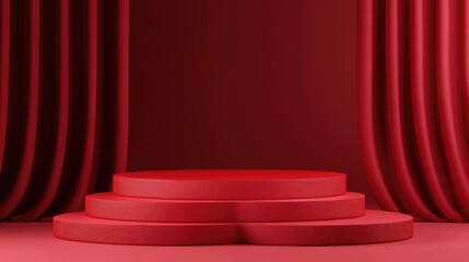 Poster - 3D podium with empty space for product showcase presentation Graphic render design