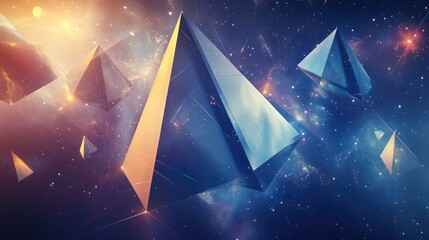 Aufkleber - Sleek geometric design of futuristic solar sails set against an abstract space background