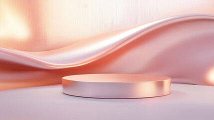 Poster - Elegant metallic podium platform designed for showcasing products Contemporary abstract shape for displaying items 3D rendering
