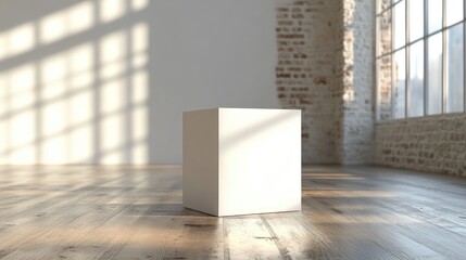 Aufkleber - Blank White Cube Display in 3D Render