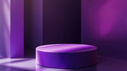 Leinwandbilder - 3D purple violet cylindrical podium with a minimal studio background Abstract geometric shape illustration render for showcasing cosmetic and fashion products