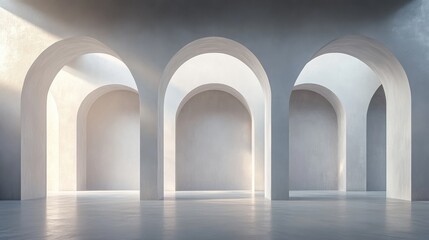 Aufkleber - Abstract architectural background featuring an arched interior in a 3D rendering