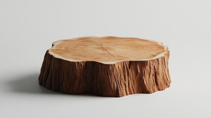 Poster - 3D render of an isolated tree trunk cut on a white background