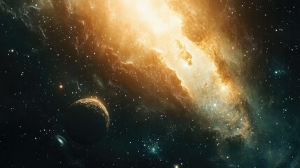 Poster - celestial bodies and galaxies in open space this image s elements were created with a 3d rendering t